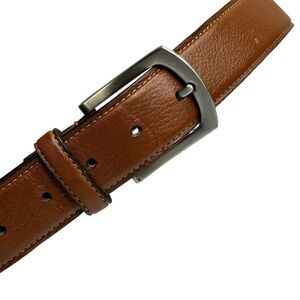 New Brown Leather Belt Size 42 Best Fits Waist 40” Nickel Buckle Dress or Casual